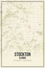 Retro US city map of Stockton, Illinois. Vintage street map.