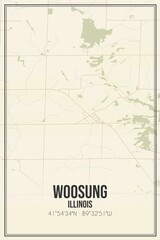 Retro US city map of Woosung, Illinois. Vintage street map.