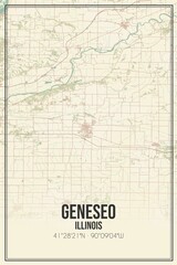 Retro US city map of Geneseo, Illinois. Vintage street map.