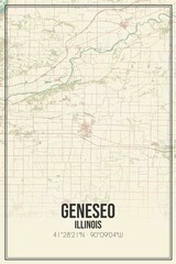 Fototapeta premium Retro US city map of Geneseo, Illinois. Vintage street map.