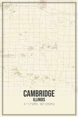 Retro US city map of Cambridge, Illinois. Vintage street map.