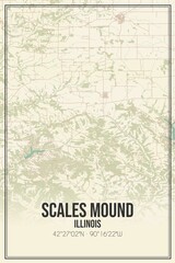 Retro US city map of Scales Mound, Illinois. Vintage street map.