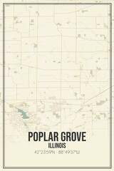 Retro US city map of Poplar Grove, Illinois. Vintage street map.