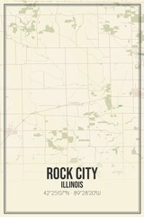 Retro US city map of Rock City, Illinois. Vintage street map.
