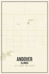 Retro US city map of Andover, Illinois. Vintage street map.