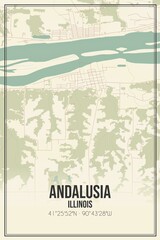 Retro US city map of Andalusia, Illinois. Vintage street map.