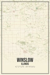 Retro US city map of Winslow, Illinois. Vintage street map.