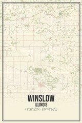 Obraz premium Retro US city map of Winslow, Illinois. Vintage street map.
