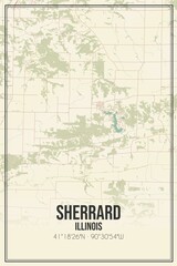 Retro US city map of Sherrard, Illinois. Vintage street map.