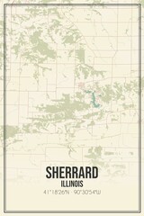 Obraz premium Retro US city map of Sherrard, Illinois. Vintage street map.
