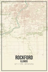 Retro US city map of Rockford, Illinois. Vintage street map.