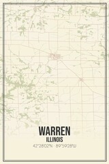 Retro US city map of Warren, Illinois. Vintage street map.