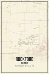 Retro US city map of Rockford, Illinois. Vintage street map.