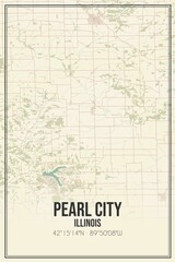 Retro US city map of Pearl City, Illinois. Vintage street map.