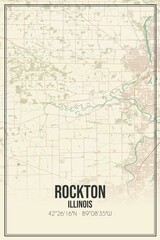 Fototapeta na wymiar Retro US city map of Rockton, Illinois. Vintage street map.