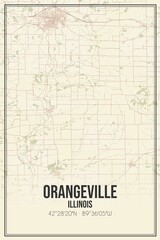 Retro US city map of Orangeville, Illinois. Vintage street map.