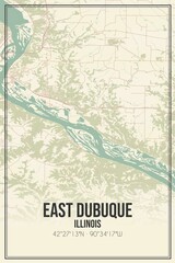 Retro US city map of East Dubuque, Illinois. Vintage street map.