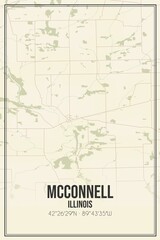 Retro US city map of McConnell, Illinois. Vintage street map.