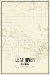 Fototapeta premium Retro US city map of Leaf River, Illinois. Vintage street map.