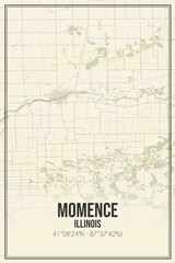 Retro US city map of Momence, Illinois. Vintage street map.