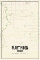 Retro US city map of Martinton, Illinois. Vintage street map.