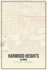 Retro US city map of Harwood Heights, Illinois. Vintage street map.