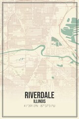 Retro US city map of Riverdale, Illinois. Vintage street map.