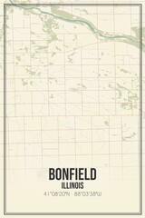 Retro US city map of Bonfield, Illinois. Vintage street map.