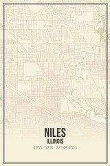Retro US city map of Niles, Illinois. Vintage street map.