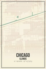 Retro US city map of Chicago, Illinois. Vintage street map.