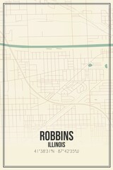 Retro US city map of Robbins, Illinois. Vintage street map.