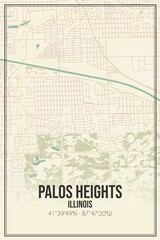 Fototapeta na wymiar Retro US city map of Palos Heights, Illinois. Vintage street map.