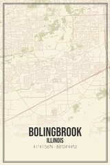 Retro US city map of Bolingbrook, Illinois. Vintage street map.