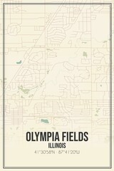 Obraz premium Retro US city map of Olympia Fields, Illinois. Vintage street map.