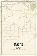 Retro US city map of Mazon, Illinois. Vintage street map.
