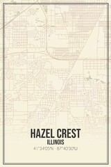 Retro US city map of Hazel Crest, Illinois. Vintage street map.