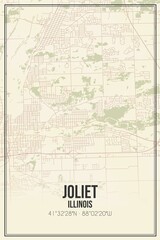 Retro US city map of Joliet, Illinois. Vintage street map.