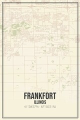 Retro US city map of Frankfort, Illinois. Vintage street map.