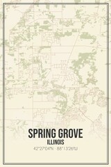 Fototapeta premium Retro US city map of Spring Grove, Illinois. Vintage street map.