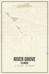 Fototapeta premium Retro US city map of River Grove, Illinois. Vintage street map.