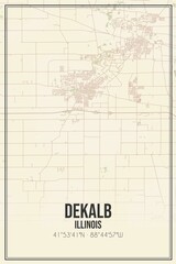 Retro US city map of Dekalb, Illinois. Vintage street map.