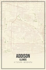 Retro US city map of Addison, Illinois. Vintage street map.