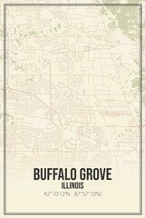 Retro US city map of Buffalo Grove, Illinois. Vintage street map.