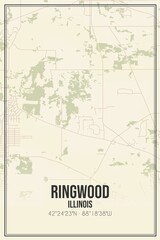 Retro US city map of Ringwood, Illinois. Vintage street map.