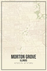 Retro US city map of Morton Grove, Illinois. Vintage street map.