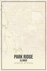 Retro US city map of Park Ridge, Illinois. Vintage street map.