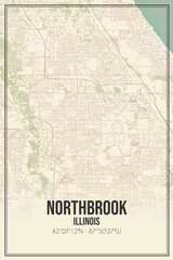 Retro US city map of Northbrook, Illinois. Vintage street map.