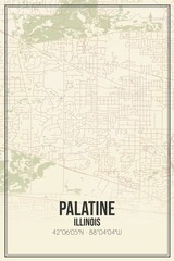 Retro US city map of Palatine, Illinois. Vintage street map.