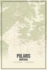 Retro US city map of Polaris, Montana. Vintage street map.