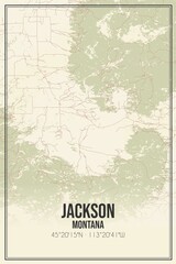 Retro US city map of Jackson, Montana. Vintage street map.
